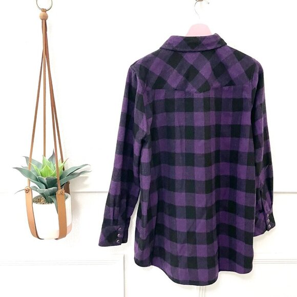 Tuckernuck Aubergine Check Parker Shacket Purple Black Flannel Size XL - Picture 7 of 7